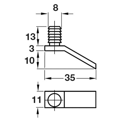 LEVER TYPE STOP 35x26x11 PL/NAT