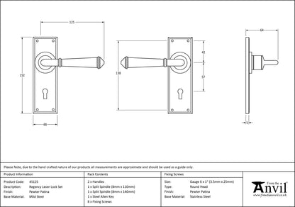REGENCY LEVER HANDLE LOCK 125x152x64 PEW - 45125 by MARCHES (ANVIL) ARCHITECTURAL HARDWARE
