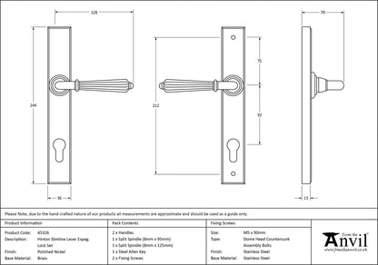 HINTON SLIMLINE ESPAGNOLETTE LOCK 128x244x70 PNP - 45326 by MARCHES (ANVIL) ARCHITECTURAL HARDWARE