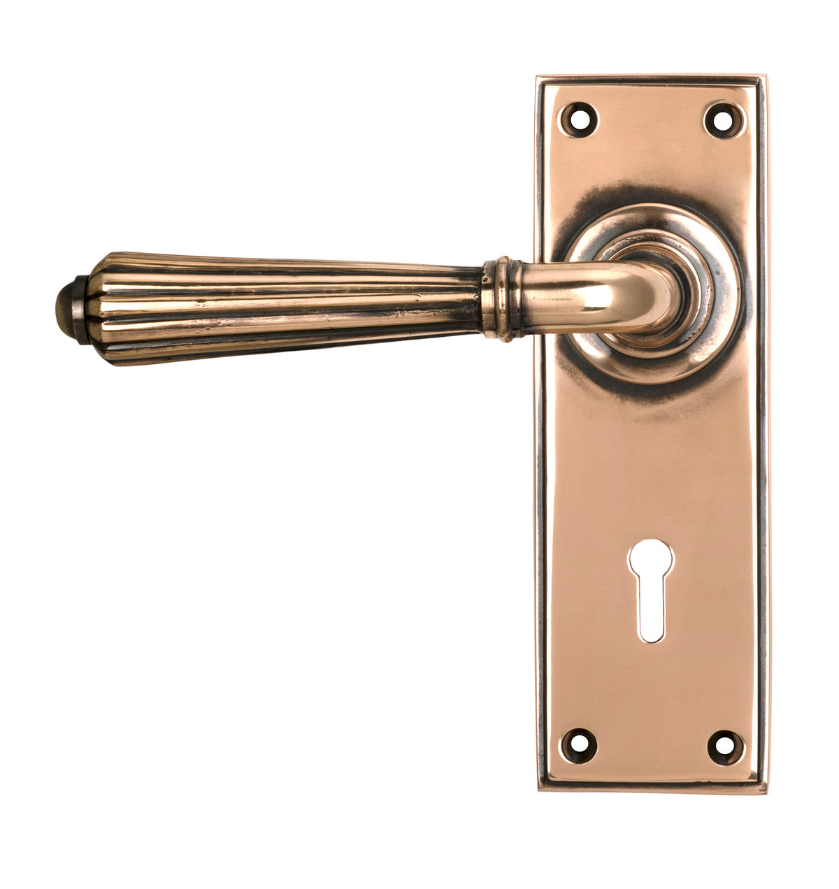 HINTON LEVER HANDLE+PLATE LOCK 128x152x72 PBZ - 45334 by MARCHES (ANVIL) ARCHITECTURAL HARDWARE