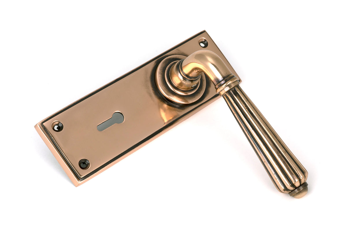 HINTON LEVER HANDLE+PLATE LOCK 128x152x72 PBZ - 45334 by MARCHES (ANVIL) ARCHITECTURAL HARDWARE