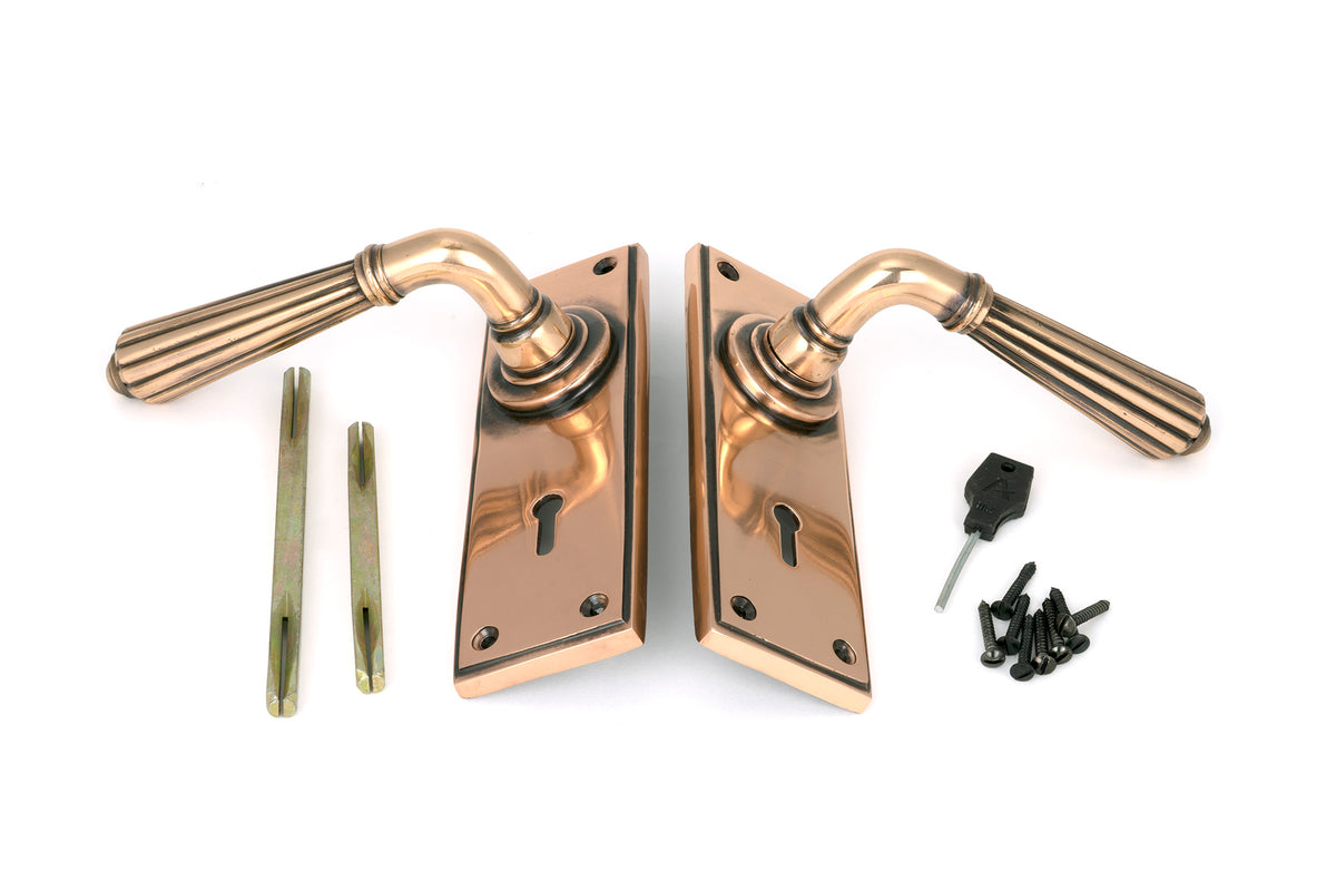 HINTON LEVER HANDLE+PLATE LOCK 128x152x72 PBZ - 45334 by MARCHES (ANVIL) ARCHITECTURAL HARDWARE
