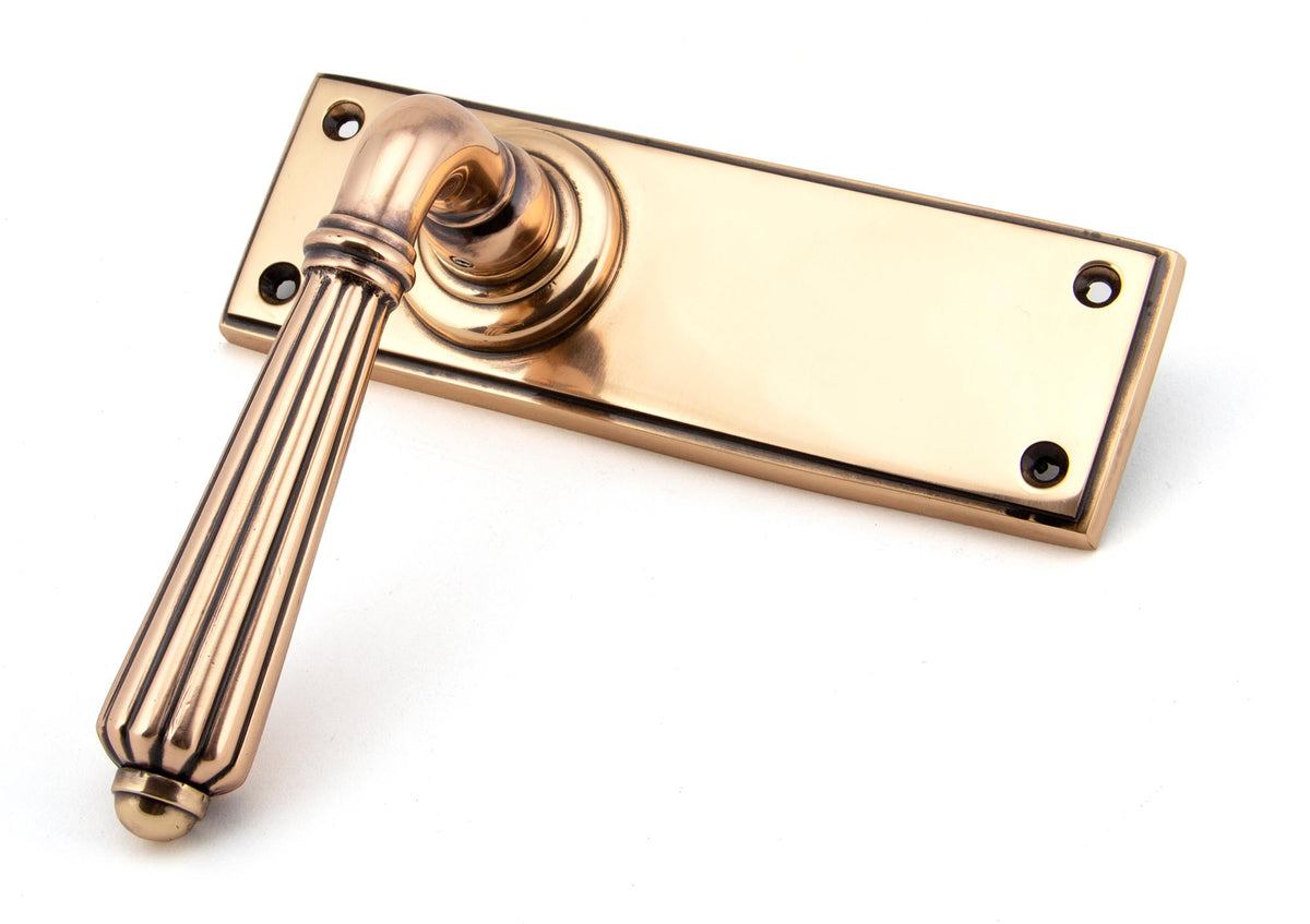HINTON LEVER HANDLE+PLATE LATCH 128x152x72 PBZ - 45335 by MARCHES (ANVIL) ARCHITECTURAL HARDWARE