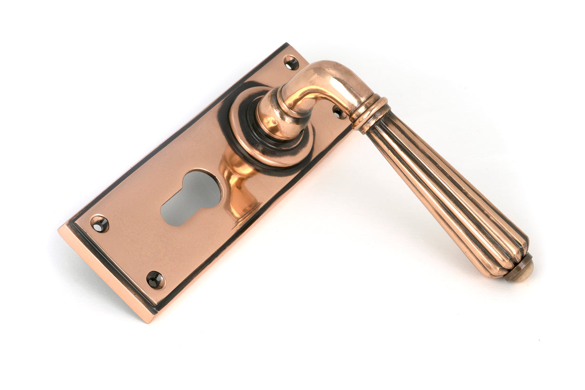 HINTON LEVER HANDLE+PLATE EURO 128x152x72 PBZ - 45337 by MARCHES (ANVIL) ARCHITECTURAL HARDWARE