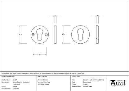 ESCUTCHEON REGENCY CNC 52x7 PEW - 45467 by MARCHES (ANVIL) ARCHITECTURAL HARDWARE