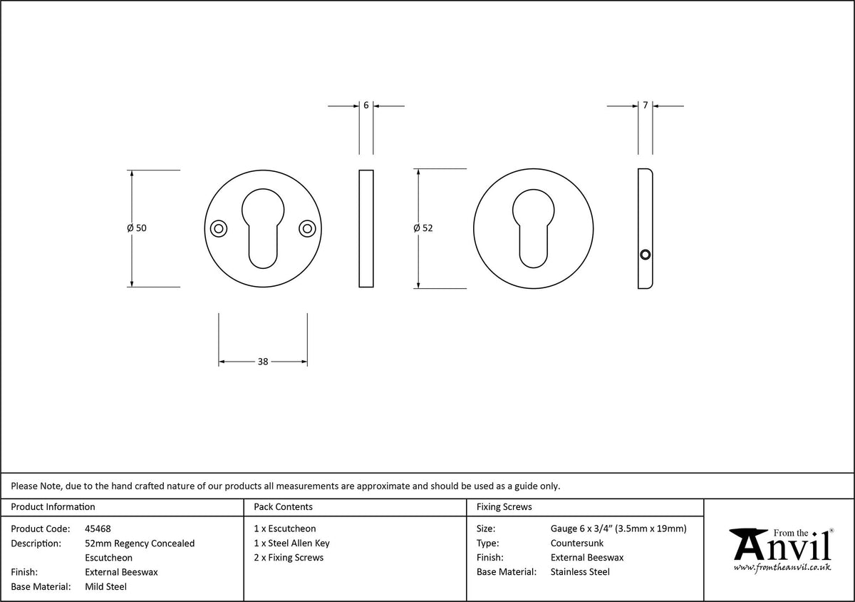 ESCUTCHEON REGENCY CNC 52x7 EBX - 45468 by MARCHES (ANVIL) ARCHITECTURAL HARDWARE