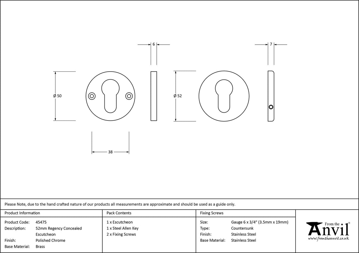 ESCUTCHEON REGENCY CNC 52x7 PCP - 45475 by MARCHES (ANVIL) ARCHITECTURAL HARDWARE