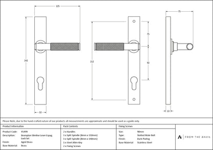 BROMPTON SLIM LEVER ESPAGNOLETTE LOCK 125x242x75 AGBR - 45499 by MARCHES (ANVIL) ARCHITECTURAL HARDWARE