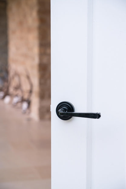 AVON LEVER HANDLE+ROSE SPRUNG ART DECO 53x118x63 BLK - 45624 by MARCHES (ANVIL) ARCHITECTURAL HARDWARE