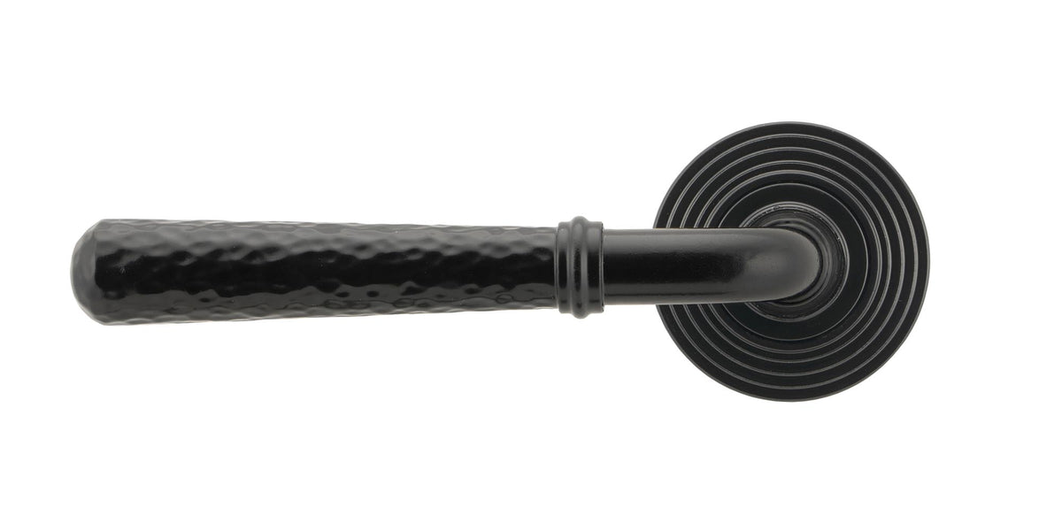 HAMMERED NEWBURY LEVER HANDLE+ROSE SPRUNG BEEHIVE 53x126x64 BLK - 45649 by MARCHES (ANVIL) ARCHITECTURAL HARDWARE