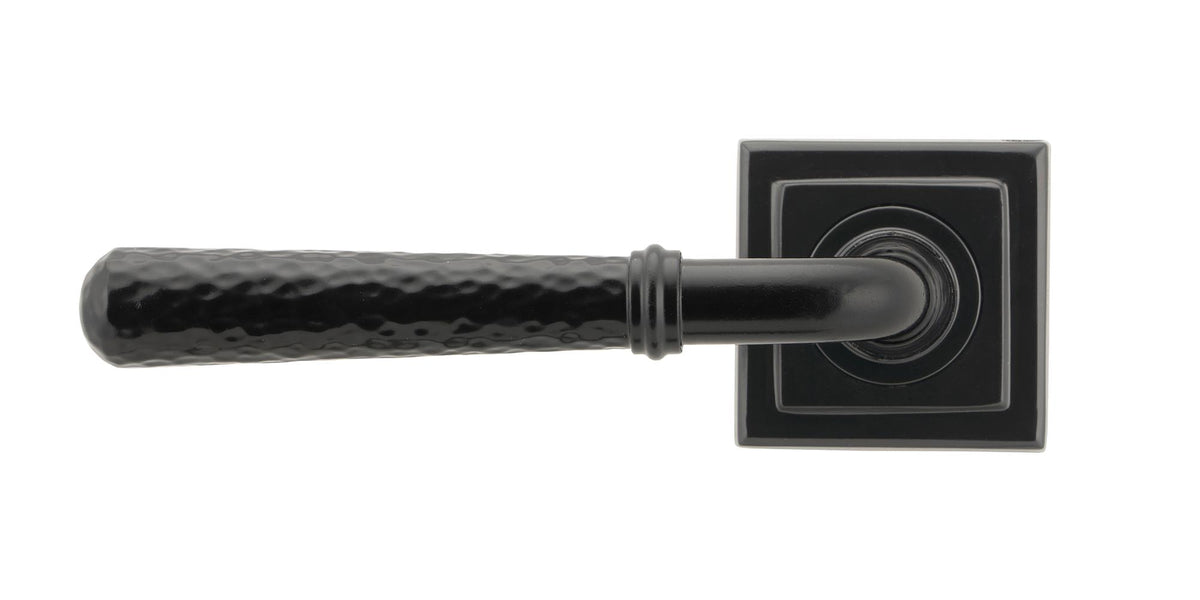 HAMMERED NEWBURY LEVER HANDLE+ROSE SPRUNG SQUARE 53x126x64 BLK - 45650 by MARCHES (ANVIL) ARCHITECTURAL HARDWARE