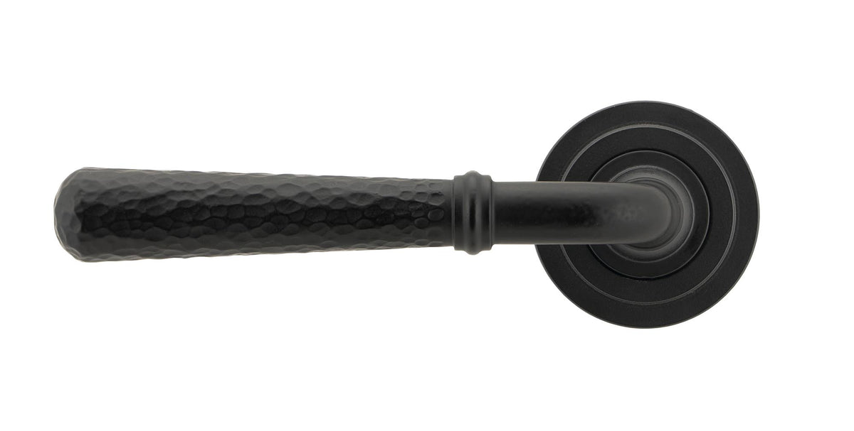 HAMMERED NEWBURY LEVER HANDLE+ROSE SPRUNG ART DECO 53x126x64 MBK - 45652 by MARCHES (ANVIL) ARCHITECTURAL HARDWARE