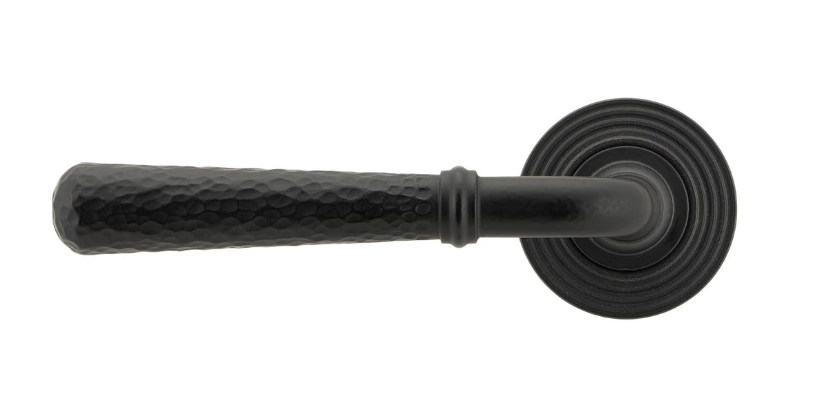 HAMMERED NEWBURY LEVER HANDLE+ROSE SPRUNG BEEHIVE 53x126x64 MBK - 45653 by MARCHES (ANVIL) ARCHITECTURAL HARDWARE