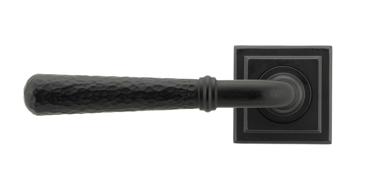 HAMMERED NEWBURY LEVER HANDLE+ROSE SPRUNG SQUARE 53x126x64 MBK - 45654 by MARCHES (ANVIL) ARCHITECTURAL HARDWARE