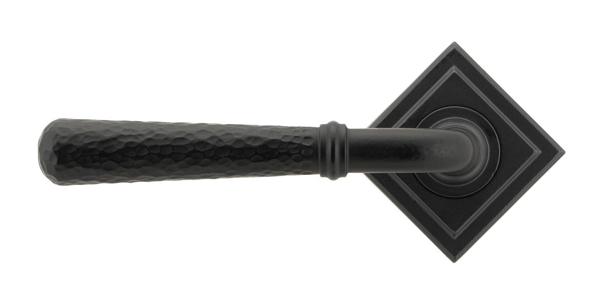HAMMERED NEWBURY LEVER HANDLE+ROSE SPRUNG SQUARE 53x126x64 MBK - 45654 by MARCHES (ANVIL) ARCHITECTURAL HARDWARE