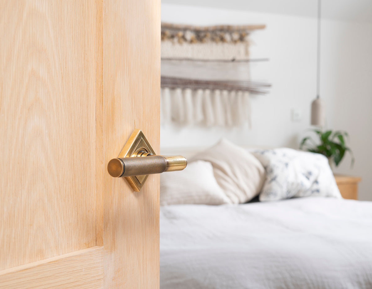 BROMPTON LEVER HANDLE+ROSE SPRUNG SQUARE 53x125x70 AGBR - 45662 by MARCHES (ANVIL) ARCHITECTURAL HARDWARE