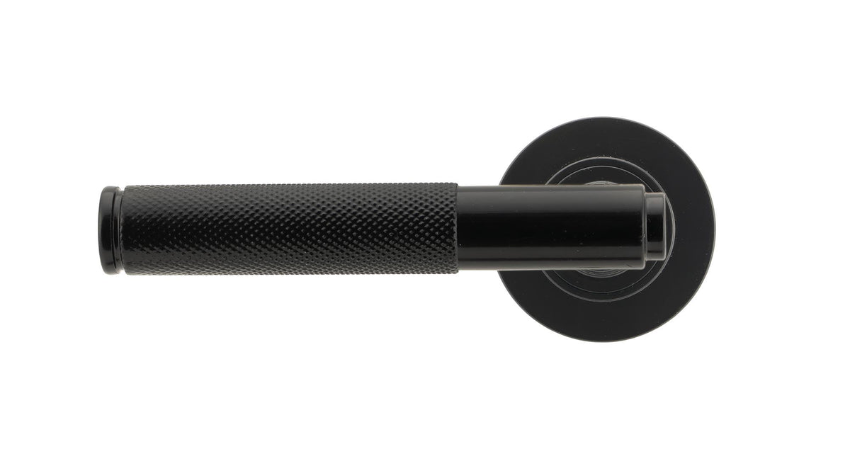 BROMPTON LEVER HANDLE+ROSE SPRUNG PLAIN 53x125x70 BLK - 45671 by MARCHES (ANVIL) ARCHITECTURAL HARDWARE
