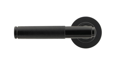 BROMPTON LEVER HANDLE+ROSE SPRUNG PLAIN 53x125x70 BLK - 45671 by MARCHES (ANVIL) ARCHITECTURAL HARDWARE