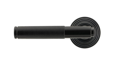 BROMPTON LEVER HANDLE+ROSE SPRUNG BEEHIVE 53x125x70 BLK - 45673 by MARCHES (ANVIL) ARCHITECTURAL HARDWARE
