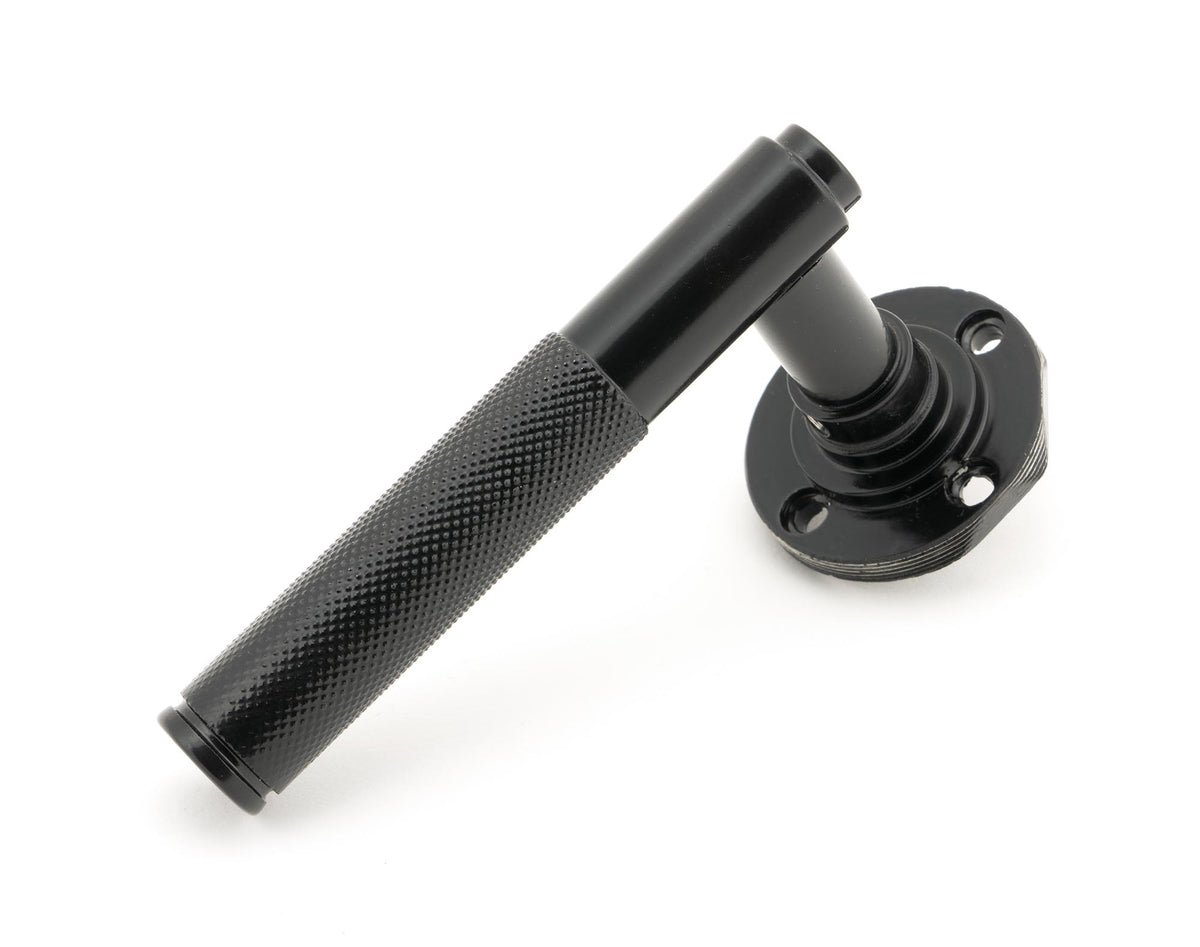 BROMPTON LEVER HANDLE+ROSE SPRUNG BEEHIVE 53x125x70 BLK - 45673 by MARCHES (ANVIL) ARCHITECTURAL HARDWARE