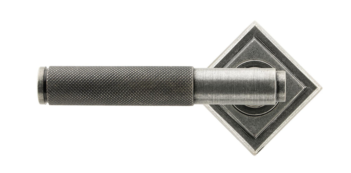 BROMPTON LEVER HANDLE+ROSE SPRUNG SQUARE 53x125x70 PEW - 45682 by MARCHES (ANVIL) ARCHITECTURAL HARDWARE