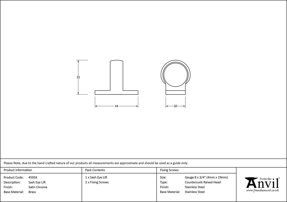 SASH EYE LIFT 44x20x35 SCP - 45934 by MARCHES (ANVIL) ARCHITECTURAL HARDWARE
