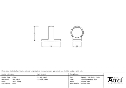 SASH EYE LIFT 44x20x35 SCP - 45934 by MARCHES (ANVIL) ARCHITECTURAL HARDWARE