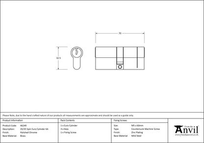 EURO CYLINDER 5PIN ALIKE 35/35 PCP - 46249 by MARCHES (ANVIL) ARCHITECTURAL HARDWARE