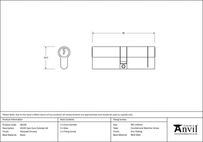 EURO CYLINDER 5PIN ALIKE 45/45 PCP - 46258 by MARCHES (ANVIL) ARCHITECTURAL HARDWARE