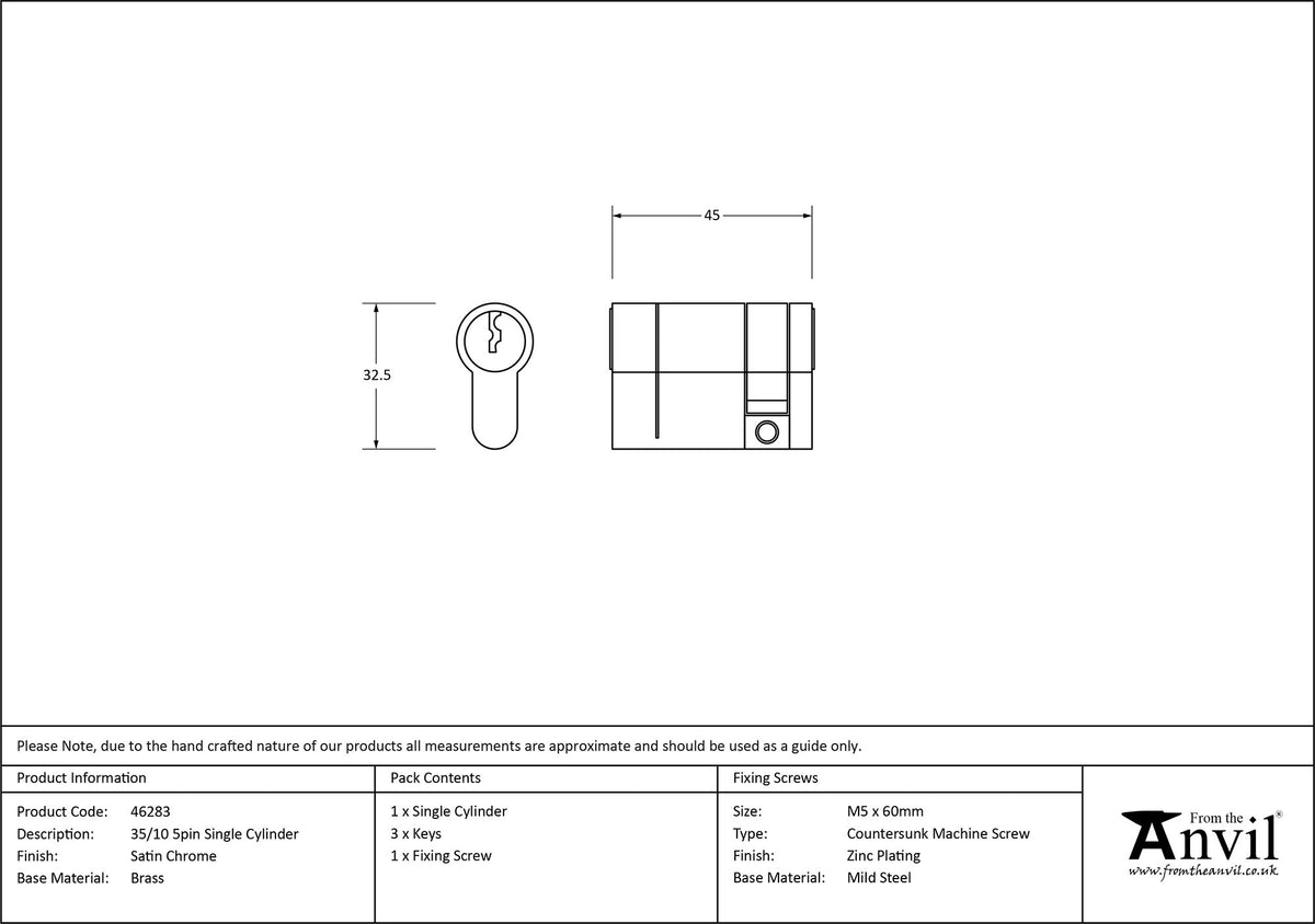 SINGLE CYLINDER 5PIN 35/10 SCP - 46283 by MARCHES (ANVIL) ARCHITECTURAL HARDWARE
