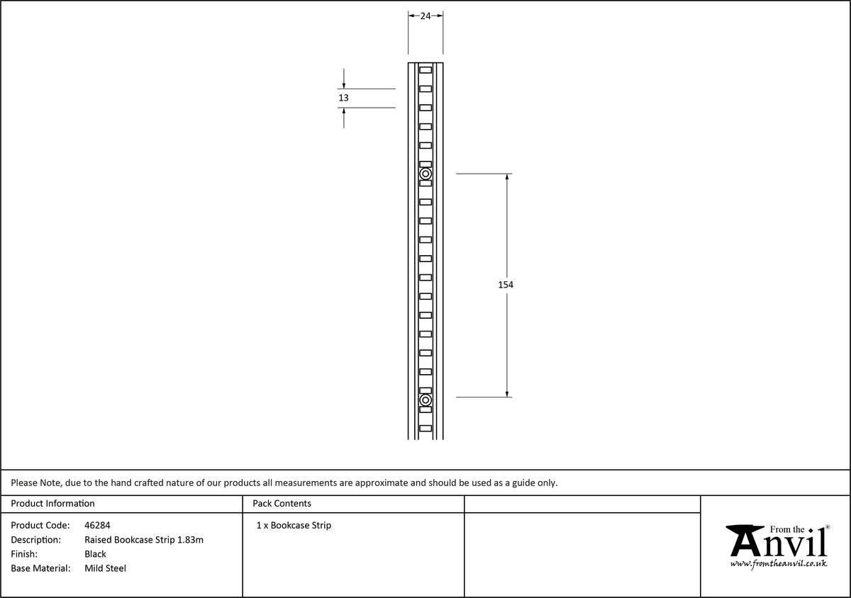 RAISED BOOKCASE STRIP 1829x24 BLK - 46284 by MARCHES (ANVIL) ARCHITECTURAL HARDWARE