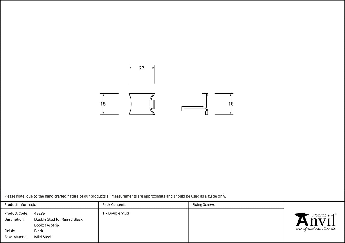 RAISED BOOKCASE STRIP STUD DOUBLE 18x21 BLK - 46286 by MARCHES (ANVIL) ARCHITECTURAL HARDWARE