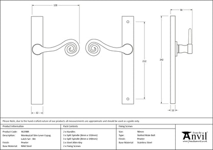 MONKEYTAIL SLIM ESPAG LATCH RH PEW - 46398R by MARCHES (ANVIL) ARCHITECTURAL HARDWARE