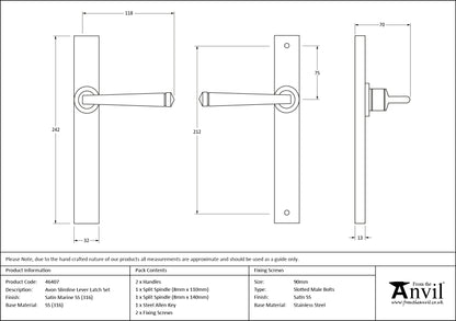 AVON SLIMLINE ESPAG LATCH SMA - 46407 by MARCHES (ANVIL) ARCHITECTURAL HARDWARE