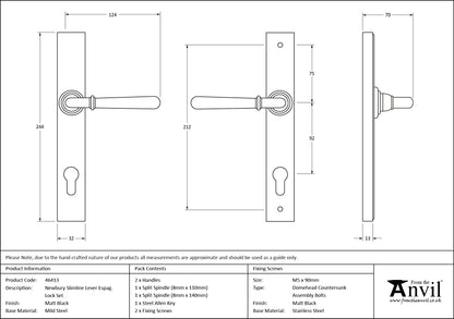 NEWBURY SLIMLINE ESPAG LOCK MBK - 46413 by MARCHES (ANVIL) ARCHITECTURAL HARDWARE
