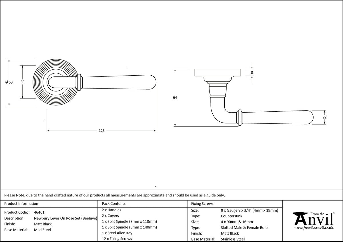 NEWBURY LHANDLE D53x126 BHIVE MBK - 46461 by MARCHES (ANVIL) ARCHITECTURAL HARDWARE