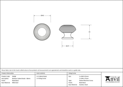 BEEHIVE CABINET KNOB D40x33 MBK - 46468 by MARCHES (ANVIL) ARCHITECTURAL HARDWARE