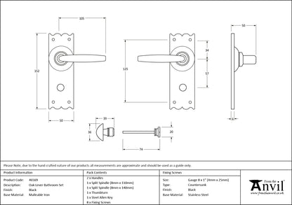OAK BATHROOM SET LEVER 152x50x105 BKO - 46569 by MARCHES (ANVIL) ARCHITECTURAL HARDWARE
