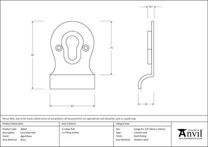 EURO PULL FACE FIX 95x63x22 AGBR - 46692 by MARCHES (ANVIL) ARCHITECTURAL HARDWARE