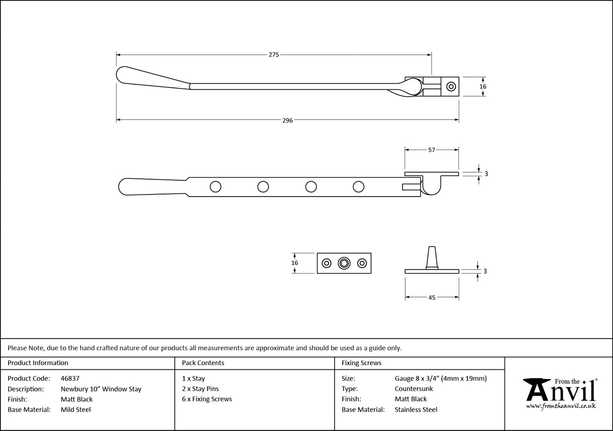 NEWBURY STAY 254 MBK - 46837 by MARCHES (ANVIL) ARCHITECTURAL HARDWARE