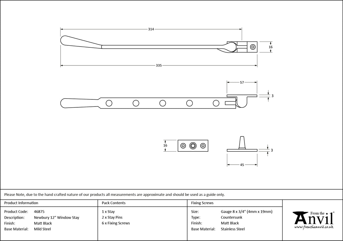 NEWBURY STAY 305 MBK - 46875 by MARCHES (ANVIL) ARCHITECTURAL HARDWARE