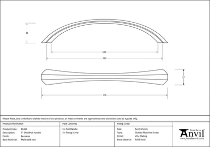 PULL HANDLE SHELL 162HC 176x22x33 BWX - 48350 by MARCHES (ANVIL) ARCHITECTURAL HARDWARE