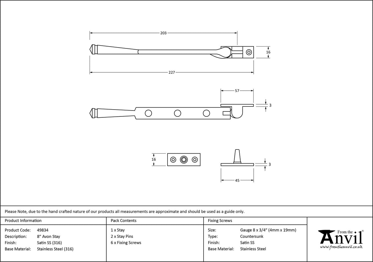 AVON STAY 203 220x16x45 SMA - 49834 by MARCHES (ANVIL) ARCHITECTURAL HARDWARE
