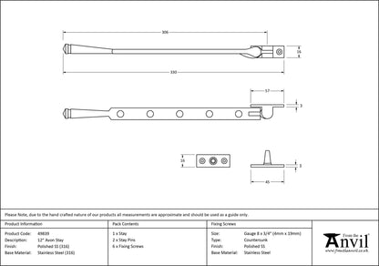 AVON STAY 305 322x16x45 PMA - 49839 by MARCHES (ANVIL) ARCHITECTURAL HARDWARE