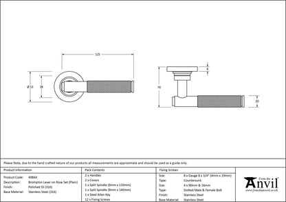 BROMPTON LEVER HANDLE+ROSE SPRUNG PLAIN 53x125x70 PMA - 49844 by MARCHES (ANVIL) ARCHITECTURAL HARDWARE