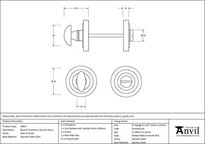 THUMBTURN SET ROUND CNC ART DECO 53x45 SMA - 49857 by MARCHES (ANVIL) ARCHITECTURAL HARDWARE