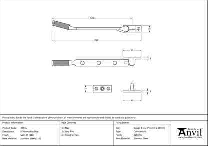 BROMPTON STAY 203 226x16x45 SMA - 49935 by MARCHES (ANVIL) ARCHITECTURAL HARDWARE