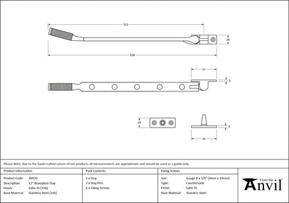 BROMPTON STAY 305 315x16x45 SMA - 49939 by MARCHES (ANVIL) ARCHITECTURAL HARDWARE