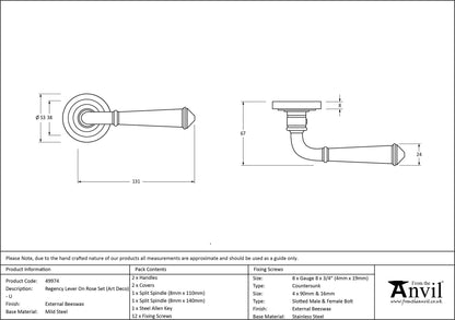 REGENCY LEVER HANDLE+ROSE ART DECO 131x53x67 EBX - 49974 by MARCHES (ANVIL) ARCHITECTURAL HARDWARE