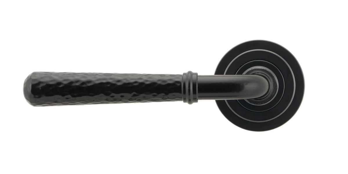 HAMMERED NEWBURY LEVER HANDLE+ROSE UNSPRUNG ART DECO 126x53x64 BLK - 49982 by MARCHES (ANVIL) ARCHITECTURAL HARDWARE
